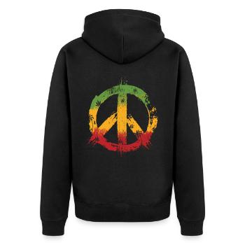 reggae peace - Unisex Premium Bio Zip Hoodie - Schwarz - Hinten - Nico (187cm)