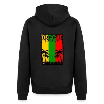REGGAE, MARLEY, RASTA, RASTAFARI, BEACH DESIGN - Veste à capuche bio Premium Unisexe - noir - Dos - Nico (187cm)