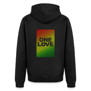 REGGAE, MARLEY, JAMAÏQUE, RASTAFARI, ONE LOVE DESIGN - Veste à capuche bio Premium Unisexe - noir - Dos - Nico (187cm)