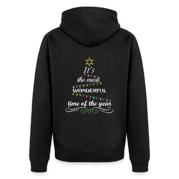 Its The Most Wonderful Time Of The Year, Xmas - Unisex Premium Bio Zip Hoodie - Schwarz - Hinten - Nico (187cm)