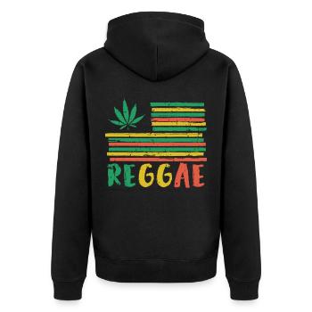 Drapeau reggae, Marley, drapeau rastafari, Jamaïque - Veste à capuche bio Premium Unisexe - noir - Dos - Nico (187cm)