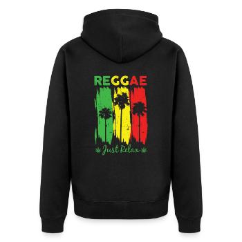 Reggae Just Relax, Jamaïque, Arfrika, Rasta - Veste à capuche bio Premium Unisexe - noir - Dos - Nico (187cm)