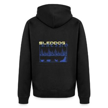 Sleddog Racing, Hundeschlitten, Schlittenhunde - Unisex Premium Bio Zip Hoodie - Schwarz - Hinten - Nico (187cm)