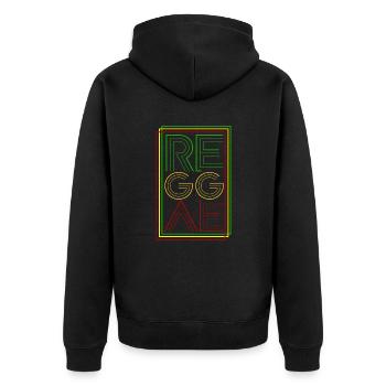 Reggae Retro, Ragga, Jamaica, Rasta - Unisex Premium Organic Zip Hoodie - black - Back - Nico (187cm)
