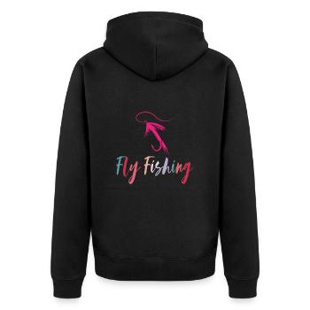 Fly fishing, fly fishing, fly fishing, fly fishing - Unisex Premium Organic Zip Hoodie - black - Back - Nico (187cm)