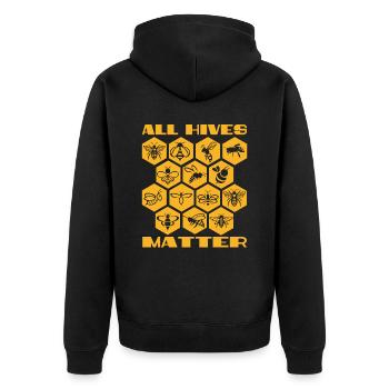 All Hives Matter, Imker, Bienen, Imkerei - Unisex Premium Bio Zip Hoodie - Schwarz - Hinten - Nico (187cm)