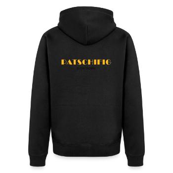 PATSCHIFIG slow down - Unisex Premium Organic Zip Hoodie - black - Back - Nico (187cm)