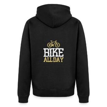 Mountain biking, MTB, bike all day - Unisex Premium Organic Zip Hoodie - black - Back - Nico (187cm)