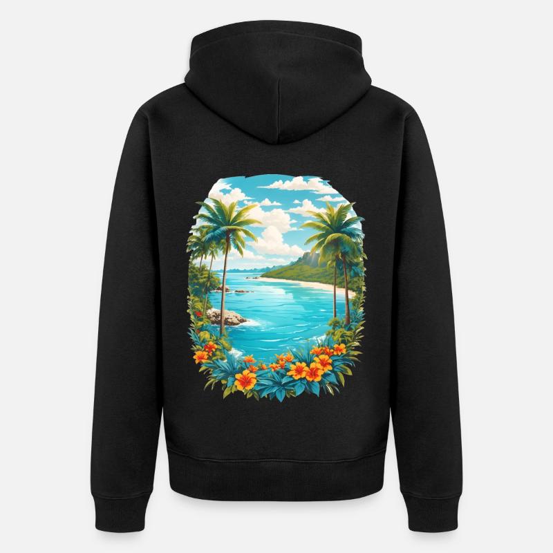 Île des Caraïbes - Veste à capuche bio Premium Unisexe - noir