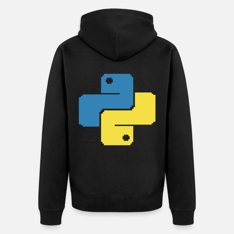 Python Pixelart - Unisex Premium Bio Zip Hoodie - Schwarz