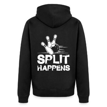 Bowling Split Happens - Unisex Premium Organic Zip Hoodie - black - Back - Nico (187cm)