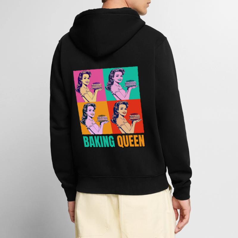 Cuisson Gâteau Cuisson Reine Cuisson Fée Boulanger Pop Art Veste à capuche bio Premium Unisexe