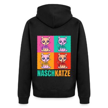 Gâteau pour chat dent sucrée Gâteau Snacking Pâtisserie Sucré - Veste à capuche bio Premium Unisexe - noir - Dos - Nico (187cm)