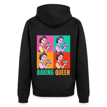 Baking Cake Baking Queen Baking Fairy Baker Pop Art - Unisex Premium Organic Zip Hoodie - black - Back - Nico (187cm)