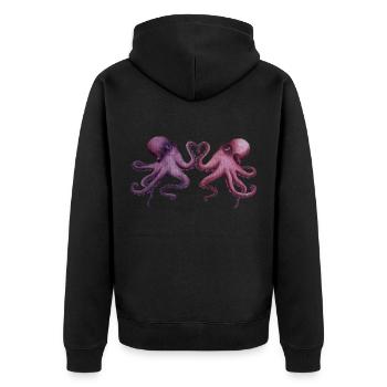 Octopuses in love Valentine's Day - Unisex Premium Organic Zip Hoodie - black - Back - Nico (187cm)