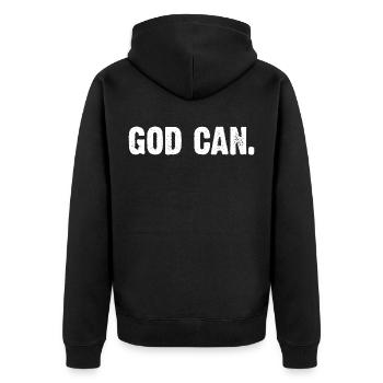 God Can - Unisex Premium Organic Zip Hoodie - black - Back - Nico (187cm)