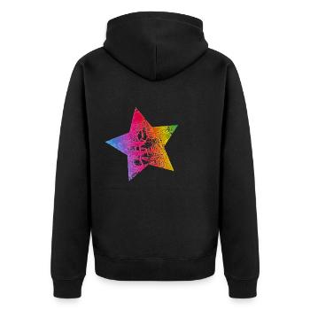 Stern - Unisex Premium Bio Zip Hoodie - Schwarz - Hinten - Nico (187cm)