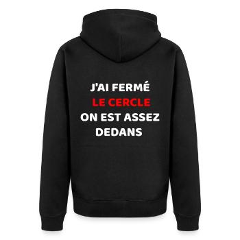 I closed the circle - Unisex Premium Organic Zip Hoodie - black - Back - Nico (187cm)