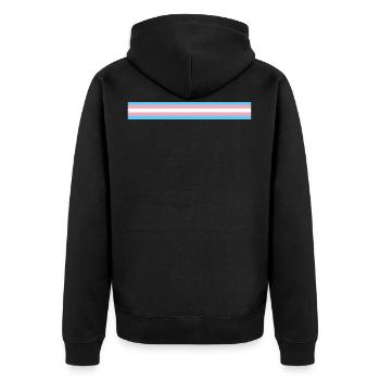 Transgender Flagge als Streifen - Unisex Premium Bio Zip Hoodie - Schwarz - Hinten - Nico (187cm)
