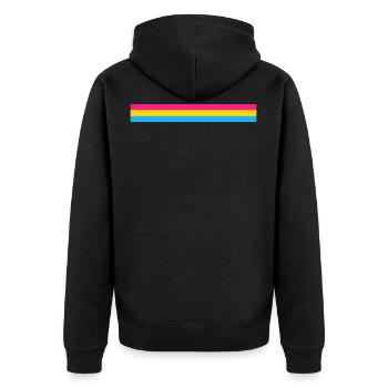 Pansexuell Flagge als Streifen - Unisex Premium Bio Zip Hoodie - Schwarz - Hinten - Nico (187cm)