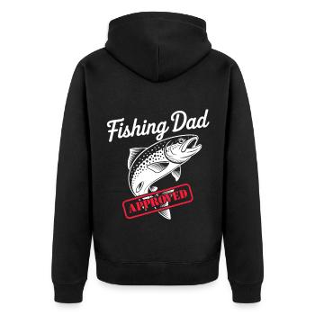 Bester Angelpapa Best Fishing Dad Approved - Unisex Premium Bio Zip Hoodie - Schwarz - Hinten - Nico (187cm)