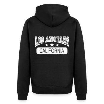 los angeles california - Unisex Premium Bio Zip Hoodie - Schwarz - Hinten - Nico (187cm)