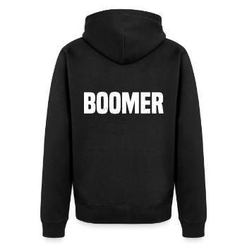 Boomer - Unisex Premium Bio Zip Hoodie - Schwarz - Hinten - Nico (187cm)