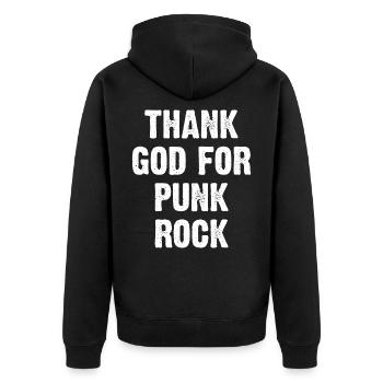 Thank God For Punk Rock - Unisex Premium Organic Zip Hoodie - black - Back - Nico (187cm)