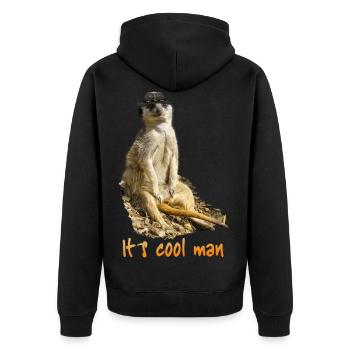 It´s cool man - Unisex Premium Bio Zip Hoodie - Schwarz - Hinten - Nico (187cm)