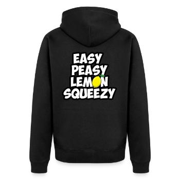 easy peasy lemon squeezy - Unisex Premium Organic Zip Hoodie - black - Back - Nico (187cm)