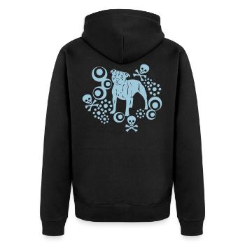 Stafford © www.dog-power.nl - Unisex Premium Organic Zip Hoodie - black - Back - Nico (187cm)