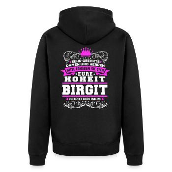 Eure Hoheit - Birgit - Unisex Premium Bio Zip Hoodie - Schwarz - Hinten - Nico (187cm)