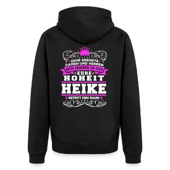 Eure Hoheit - Heike - Unisex Premium Bio Zip Hoodie - Schwarz - Hinten - Nico (187cm)