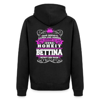 Eure Hoheit - Bettina - Unisex Premium Bio Zip Hoodie - Schwarz - Hinten - Nico (187cm)