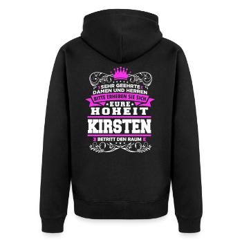 Eure Hoheit - Kirsten - Unisex Premium Bio Zip Hoodie - Schwarz - Hinten - Nico (187cm)