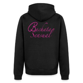 Bachata rose sensuelle - Chemises Bachata danse - Veste à capuche bio Premium Unisexe - noir - Dos - Nico (187cm)