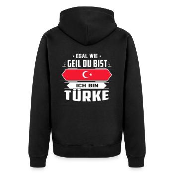 Ich bin stolzer Türke - Unisex Premium Bio Zip Hoodie - Schwarz - Hinten - Nico (187cm)