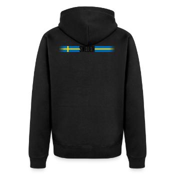 Schweden Flagge/Banner 005 AllroundDesigns - Unisex Premium Bio Zip Hoodie - Schwarz - Hinten - Nico (187cm)