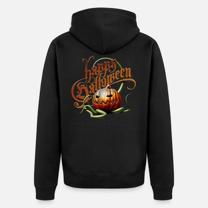halloween heureux 3D - Veste à capuche bio Premium Unisexe - noir