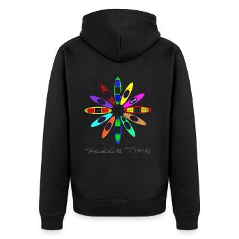 Clock Kayak 0005 - Unisex Premium Bio Zip Hoodie - Schwarz - Hinten - Nico (187cm)