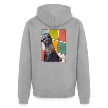 Gustav Stadttaube niedliche Taube - Unisex Premium Bio Zip Hoodie - Grau meliert - Hinten - Nico (187cm)