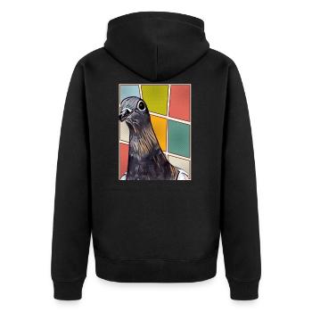 Gustav Stadttaube niedliche Taube - Unisex Premium Bio Zip Hoodie - Schwarz - Hinten - Nico (187cm)