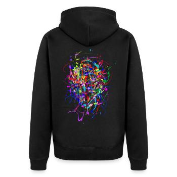 Couleur - Bombe / Abstrait / Visage - Veste à capuche bio Premium Unisexe - noir - Dos - Nico (187cm)
