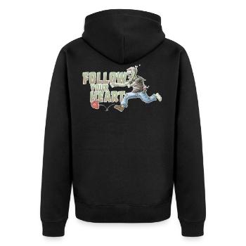 motive shirt zombie heart follow your heart new - Unisex Premium Organic Zip Hoodie - black - Back - Nico (187cm)