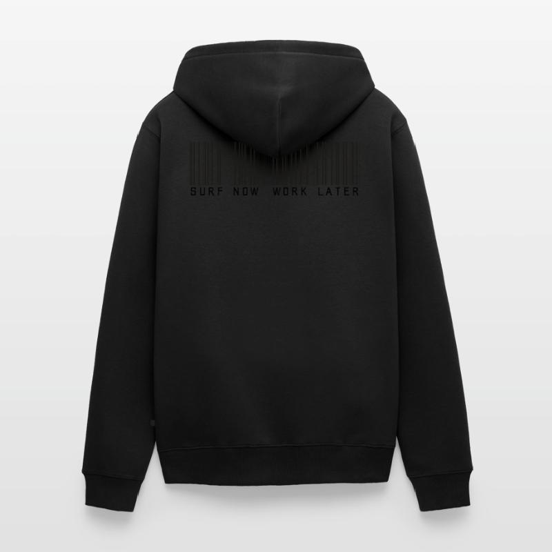 surf now work later bar code Unisex Premium Bio Zip Hoodie