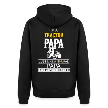 Traktor Papa Landwirt - Unisex Premium Bio Zip Hoodie - Schwarz - Hinten - Nico (187cm)