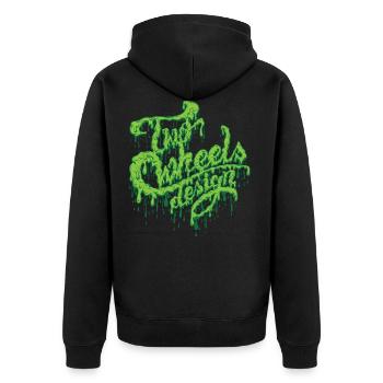 TWD Schlamm - Unisex Premium Bio Zip Hoodie - Schwarz - Hinten - Nico (187cm)