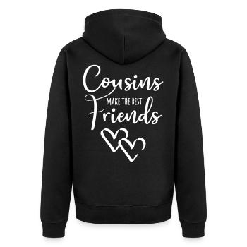 Cousine Cousin cousins beste Freunde - Unisex Premium Bio Zip Hoodie - Schwarz - Hinten - Nico (187cm)