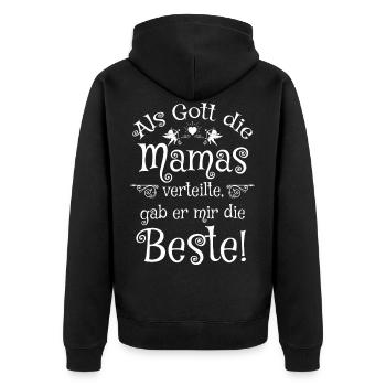 Mama die Beste - Unisex Premium Bio Zip Hoodie - Schwarz - Hinten - Nico (187cm)