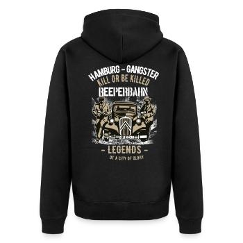 Hamburg Gangster - Unisex Premium Bio Zip Hoodie - Schwarz - Hinten - Nico (187cm)